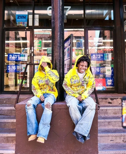 American Retro Letter Casual Loose Zipper Hoodie Men New Street Hip-hop Fashion Y2K Harajuku Oversized Sweatshirt Women