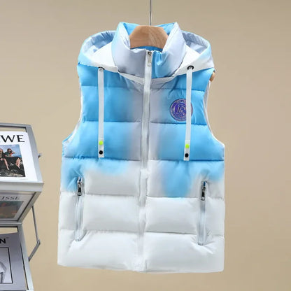 Autumn Winter New Light Thin Standing Collar Down Cotton Vest Women's Slim Fashion Sleeveless Warm Gradient Waistcoat Female