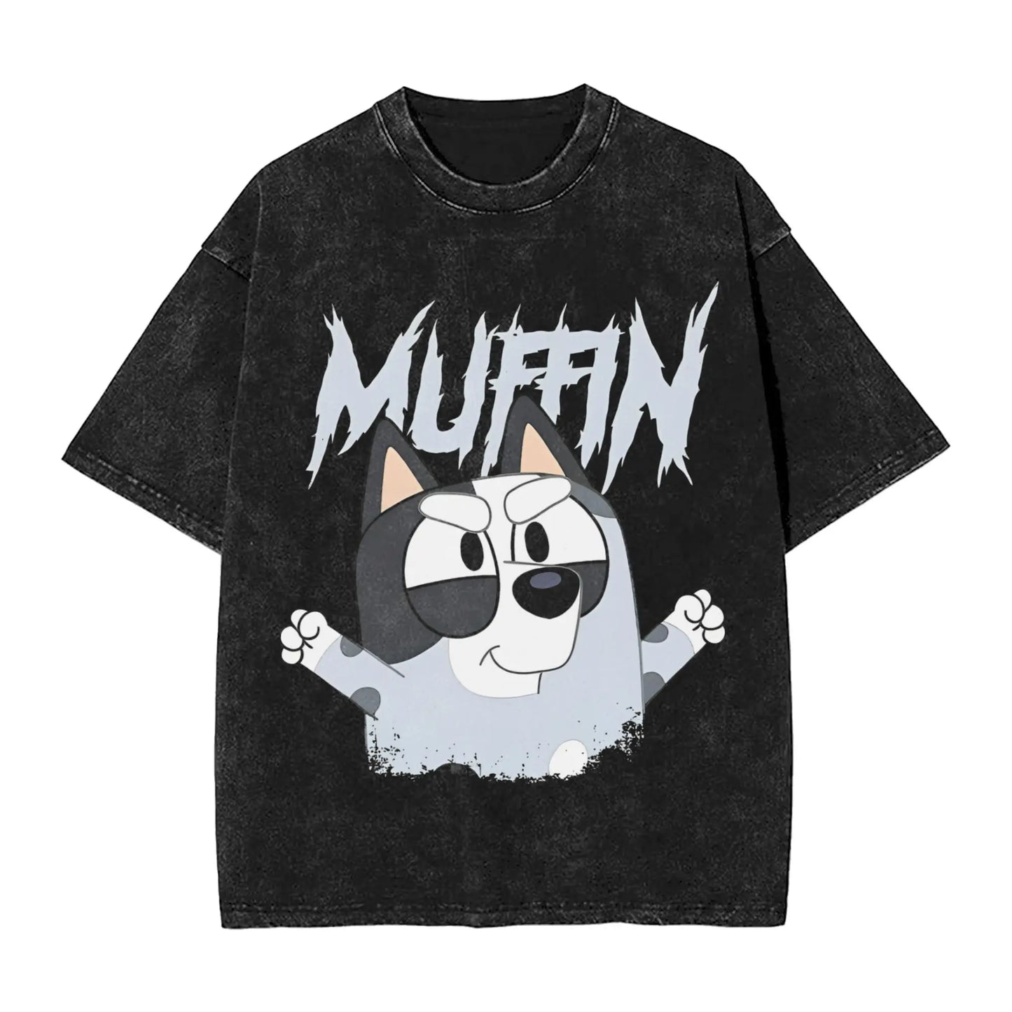 Cute Rock Muffin Graphic T Shirts Hip Hop Fashion Washed T-Shirts Short Sleeve Tee Shirt for Men Women Cotton Summer Clothing