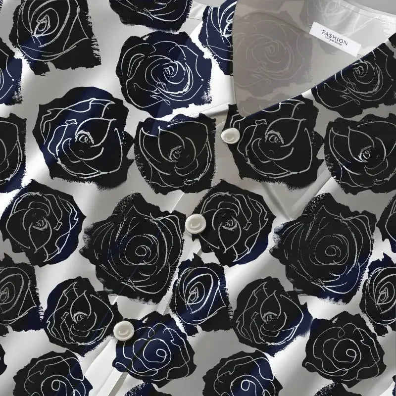 American Vintage Floral 3D Print Hawaiian Style Loose Short Sleeve Shirt