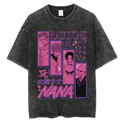 New Arrival Mens Clothe Tee Shirt Homme Graphic T-Shirts Men Tshirt for Men Japanese Anime Nana Osaki Print Vintage Washed 62918