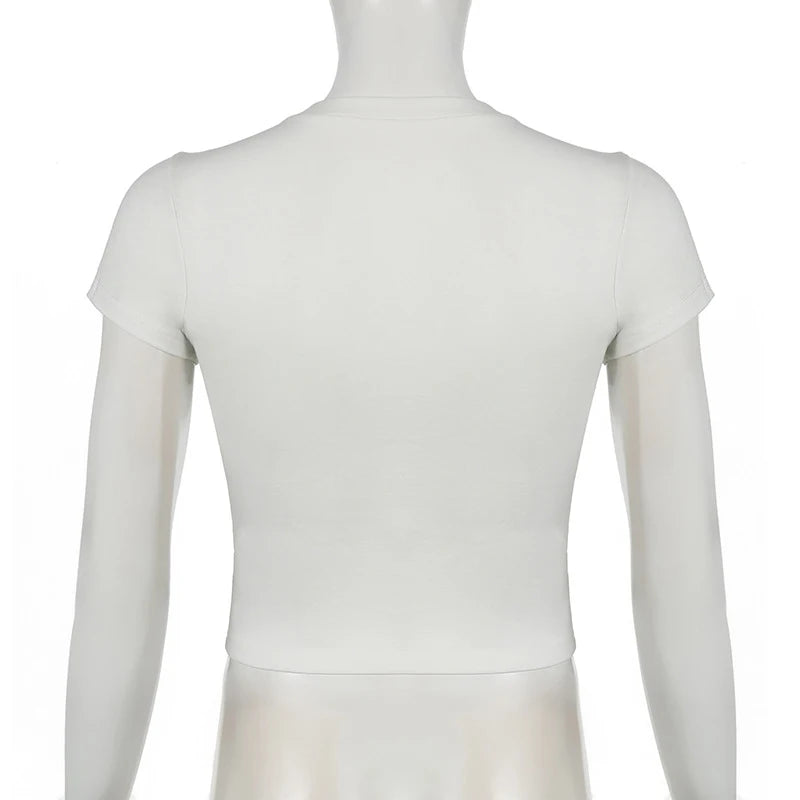 wild cat print low pixel round neck short sleeved T-shirt retro versatile slimming short top