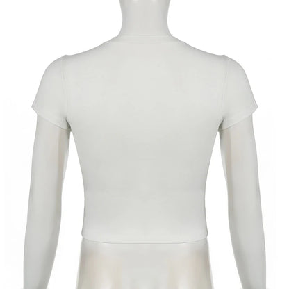 wild cat print low pixel round neck short sleeved T-shirt retro versatile slimming short top