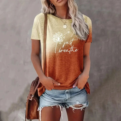 2024 New Style T-Shirt For Women Heart Print Top Fashion Women's Oversized Clothes Tees Summer Crew Neck Blouse Original Design