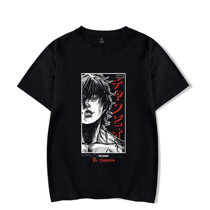 Hip Hop T-Shirt Anime Printed Streetwear Short Sleeve Vintage Japanese Graphic TShirt Men Harajuku Casual Loose Washed Tees