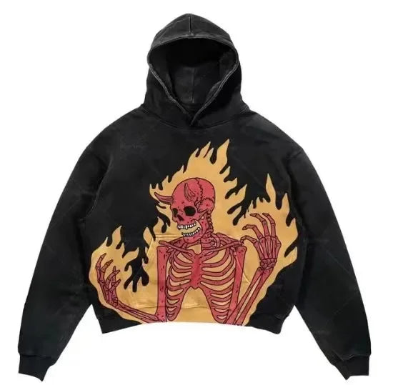 Y2khooded Sweatshirt Harajuku Style Hooded Shirt Hip Hop Vintage Loose Fit Polo Shirt Oversized Hooded