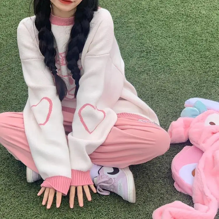 Anime Cinnamoroll Women Sweater Sanrio My Melody Kawaii Autumn Winter Preppy Student Girl Sweater Round Neck Tops Loose Sweet