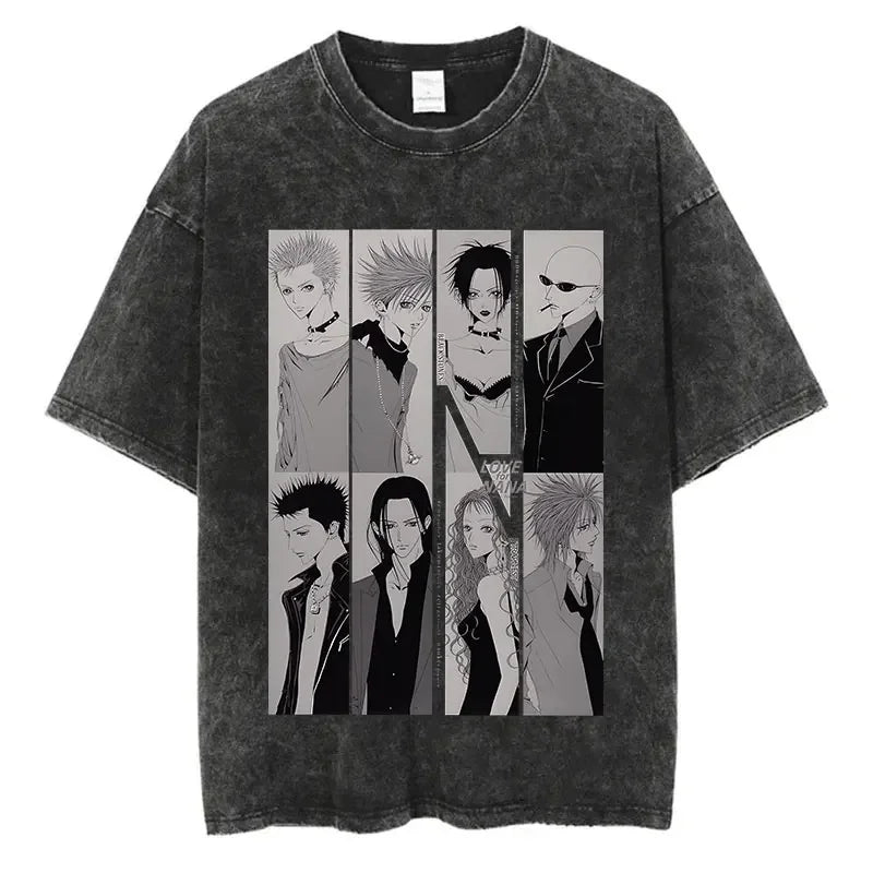 New Arrival Mens Clothe Tee Shirt Homme Graphic T-Shirts Men Tshirt for Men Japanese Anime Nana Osaki Print Vintage Washed 62918