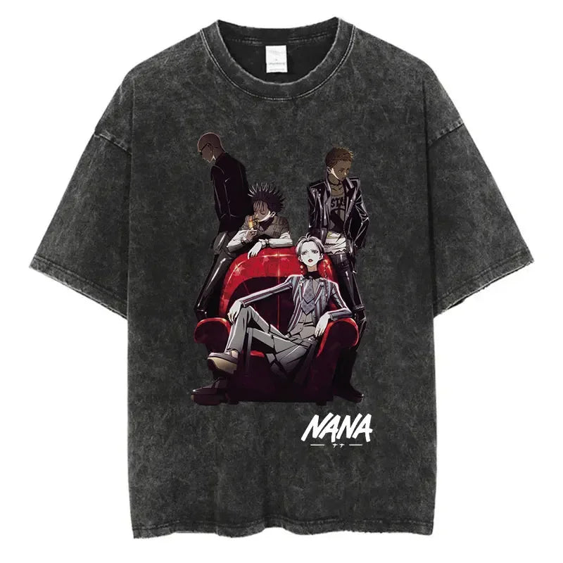 New Arrival Mens Clothe Tee Shirt Homme Graphic T-Shirts Men Tshirt for Men Japanese Anime Nana Osaki Print Vintage Washed 62918
