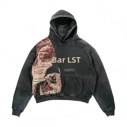 Y2khooded Sweatshirt Harajuku Style Hooded Shirt Hip Hop Vintage Loose Fit Polo Shirt Oversized Hooded