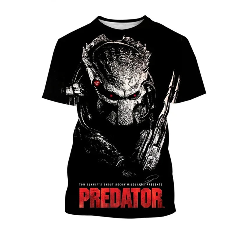 Summer Hip-hop Street Clothing Outdoor Breathable 3D Printed Predator Graphic Men's T-shirt Fashionable O-neck Short Sleeve Tops