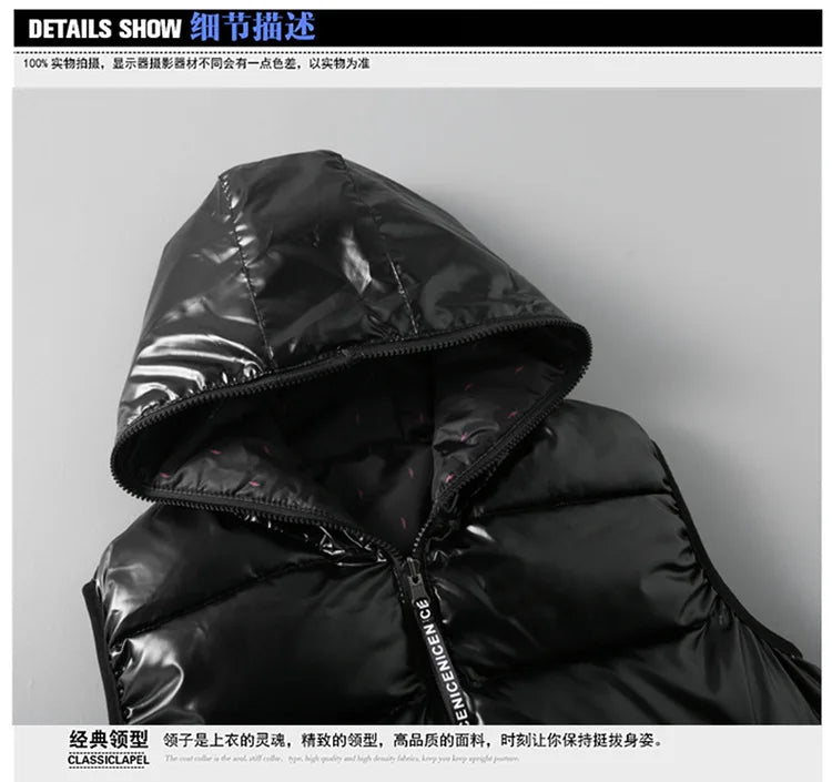 Korean Style 2025 Autumn Winter New Fashion Men's Solid Color Simple Basic Casual Trendy Quilted Vests Male Clothes Coats Tops