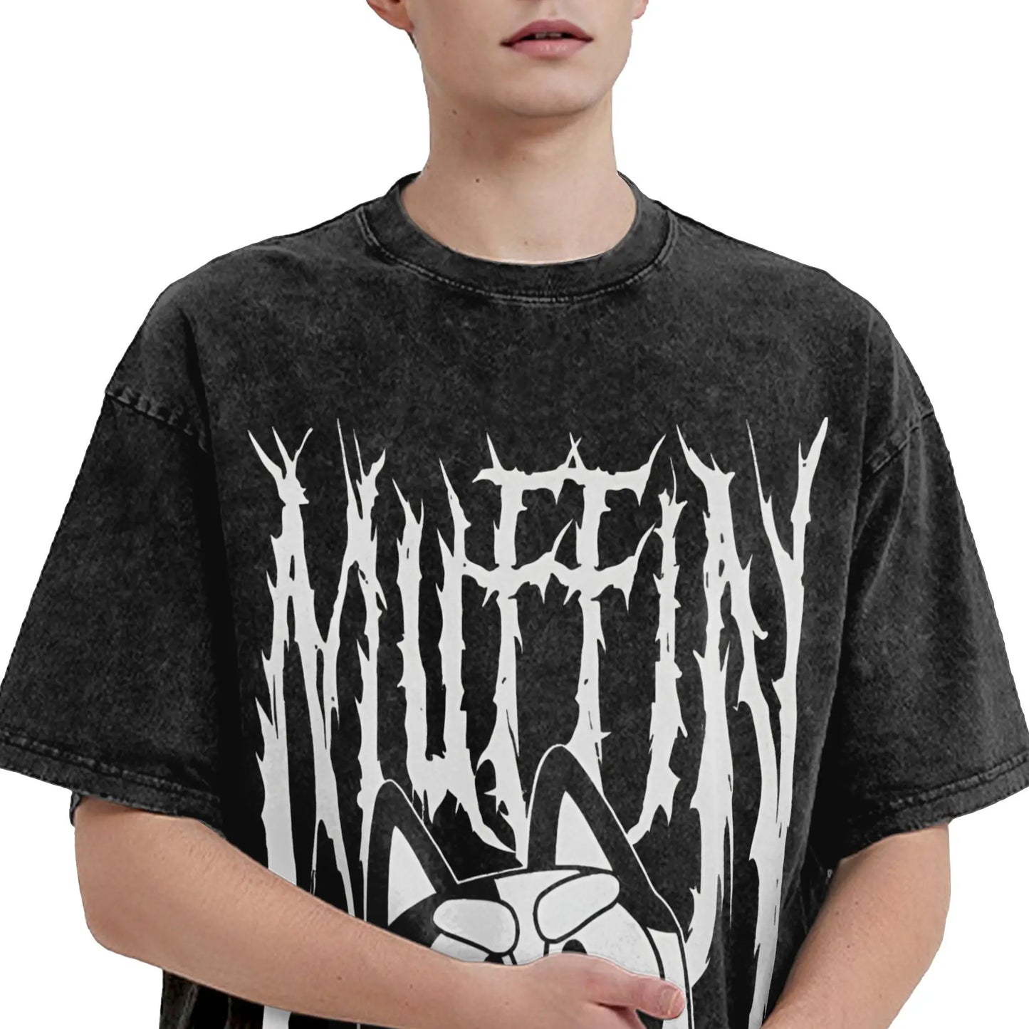 Cute Rock Muffin Graphic T Shirts Hip Hop Fashion Washed T-Shirts Short Sleeve Tee Shirt for Men Women Cotton Summer Clothing