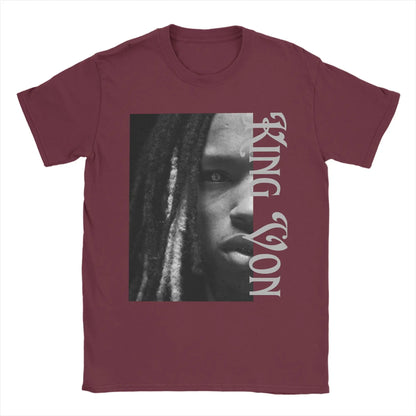Rapper K-King Von Half Face T Shirt Men's  100% Cotton Funny T-Shirt Crewneck  Tee Shirt Short Sleeve Clothes Party
