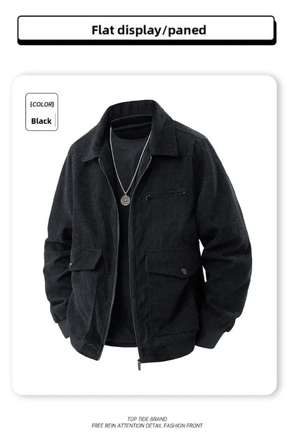 2025 new men's corduroy jacket spring and autumn fashion casual comfortable coat skin-friendly soft and warm jacket