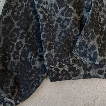 2025 Autumn/Winter European and American Warm Harajuku New Leopard Pattern Dark Design Fashion Zipper Hoodie