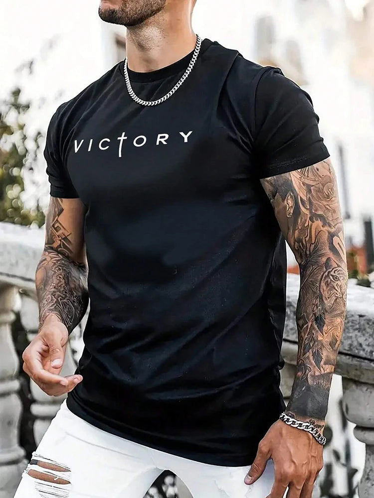 Retro-style Outdoor Street Men's Fashionable T-shirt 3D Printed Fitness T-shirt Daily Casual Men's Sports Short-sleeved Tops
