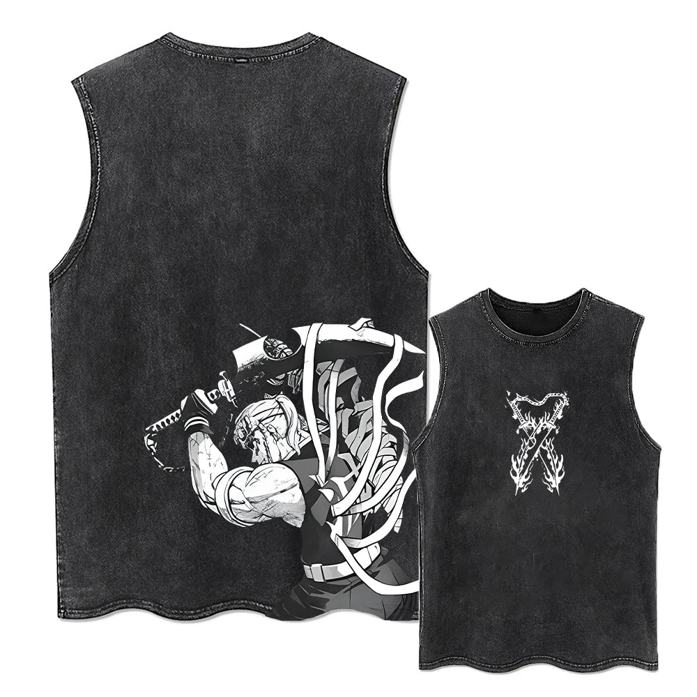 Hip Hop T-Shirt Anime Printed Streetwear Short Sleeve Vintage Japanese Graphic TShirt Men Harajuku Casual Loose Washed Tees