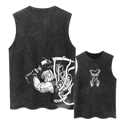 Hip Hop T-Shirt Anime Printed Streetwear Short Sleeve Vintage Japanese Graphic TShirt Men Harajuku Casual Loose Washed Tees