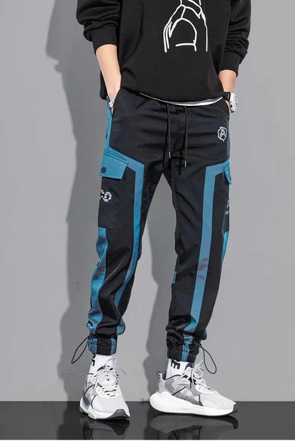 Thin Streetwear Casual Pants Men Ribbons Harem Jogging Pants Male Slim Fit Spring Cargo Pants Multi-Pockets Women Trouser K1299