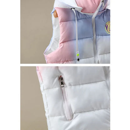 Autumn Winter New Light Thin Standing Collar Down Cotton Vest Women's Slim Fashion Sleeveless Warm Gradient Waistcoat Female