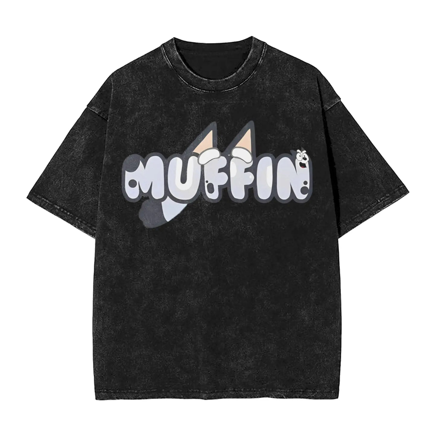 Cute Rock Muffin Graphic T Shirts Hip Hop Fashion Washed T-Shirts Short Sleeve Tee Shirt for Men Women Cotton Summer Clothing