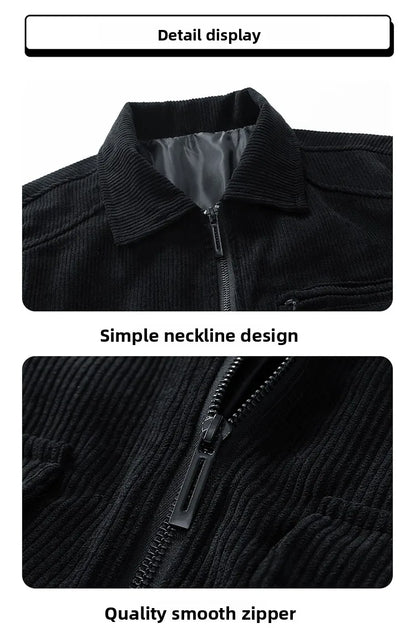 2025 new men's corduroy jacket spring and autumn fashion casual comfortable coat skin-friendly soft and warm jacket