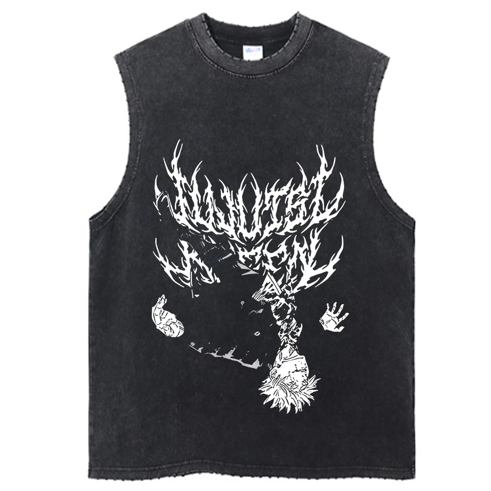 Hip Hop T-Shirt Anime Printed Streetwear Short Sleeve Vintage Japanese Graphic TShirt Men Harajuku Casual Loose Washed Tees