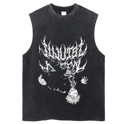 Hip Hop T-Shirt Anime Printed Streetwear Short Sleeve Vintage Japanese Graphic TShirt Men Harajuku Casual Loose Washed Tees