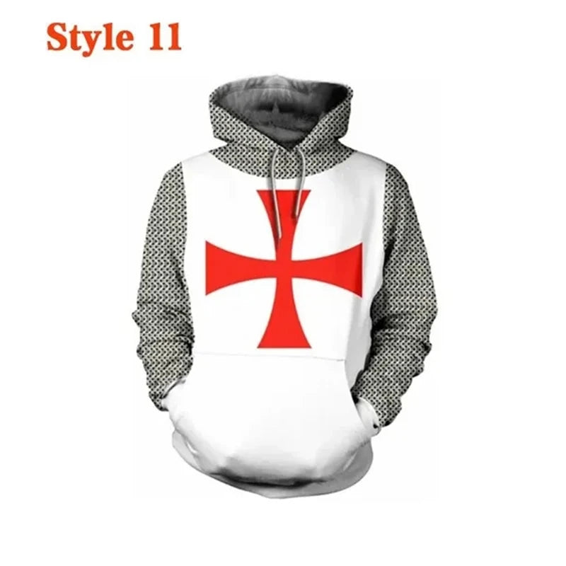 Knight Templar Mens Hoodie Sweatshirt 3d Printed Men Women Casual Hooded Sweatshirts Pullover Hip Hop Harajuku Streetwear Tops