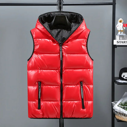 Korean Style 2025 Autumn Winter New Fashion Men's Solid Color Simple Basic Casual Trendy Quilted Vests Male Clothes Coats Tops