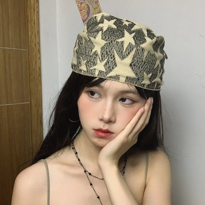 Headwear Wasteland Style Star Hair Scarf Soft Wrap Hip Hop Y2K Hip Scarf Punk Triangular Knitted Tube Top Streetwear