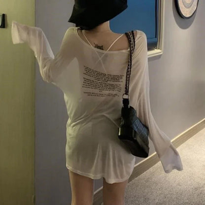 Korean Style Summer Clothing Loose T-shirts for Women Letter Pattern Simple Design Thin All-match Young Students Tops New Trendy