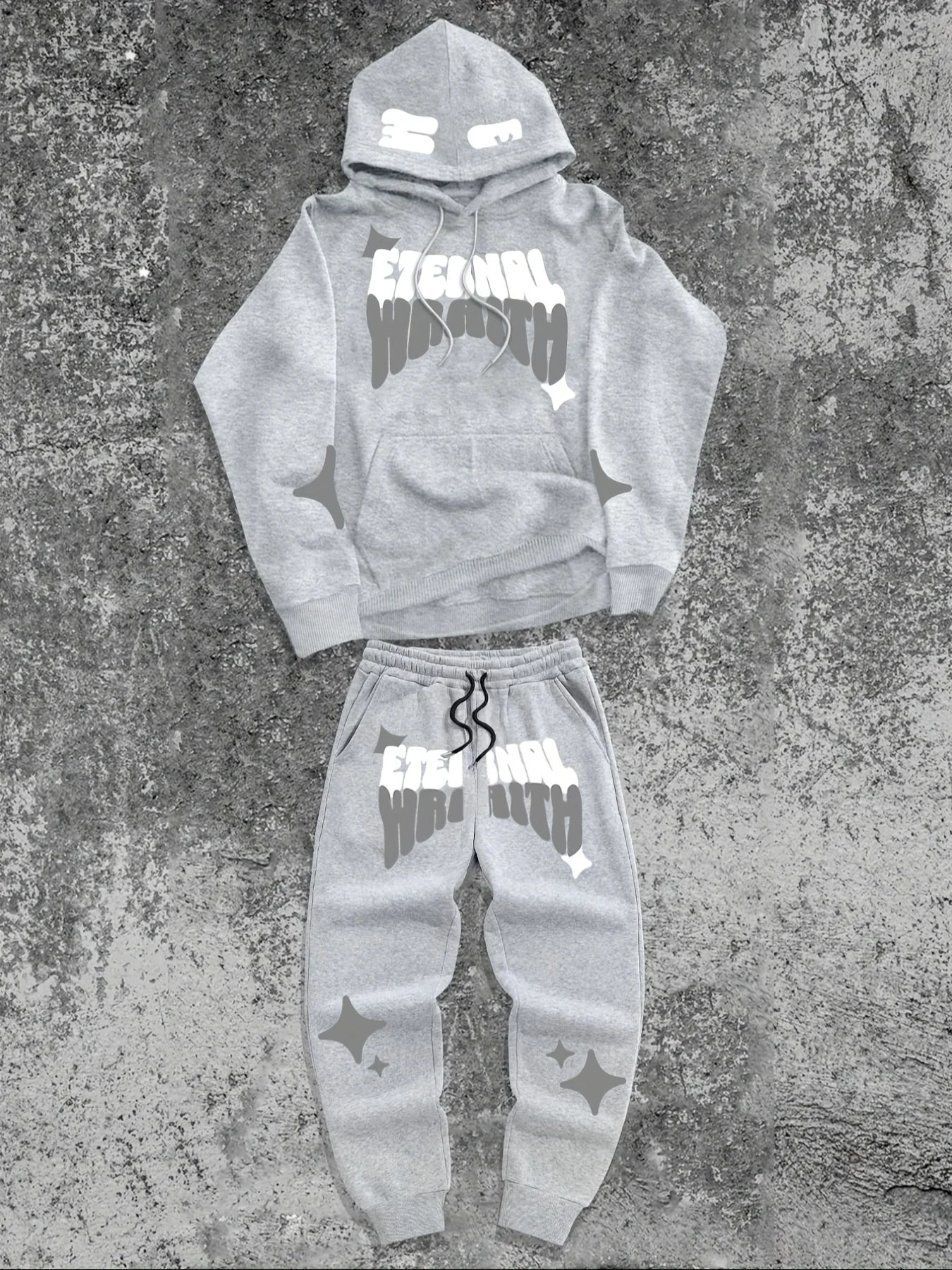 The 2025 Spring and Autumn new men's hoodie set is a casual and fashionable streetwear collection with letter prints