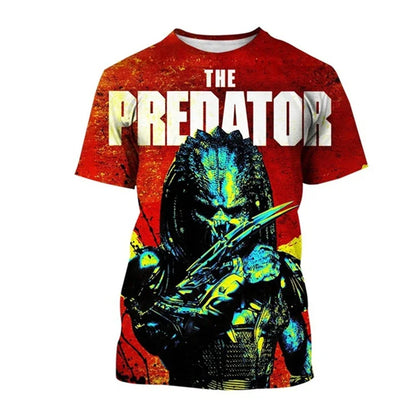 Summer Hip-hop Street Clothing Outdoor Breathable 3D Printed Predator Graphic Men's T-shirt Fashionable O-neck Short Sleeve Tops