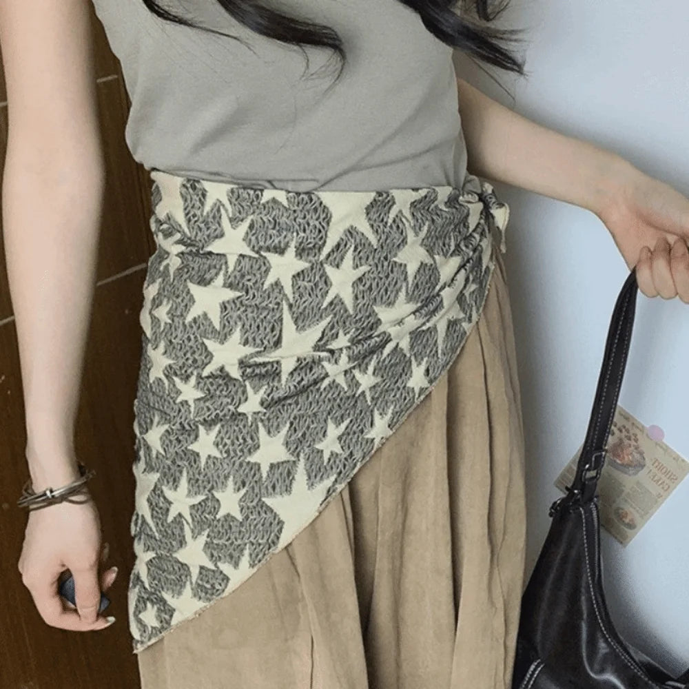 Headwear Wasteland Style Star Hair Scarf Soft Wrap Hip Hop Y2K Hip Scarf Punk Triangular Knitted Tube Top Streetwear