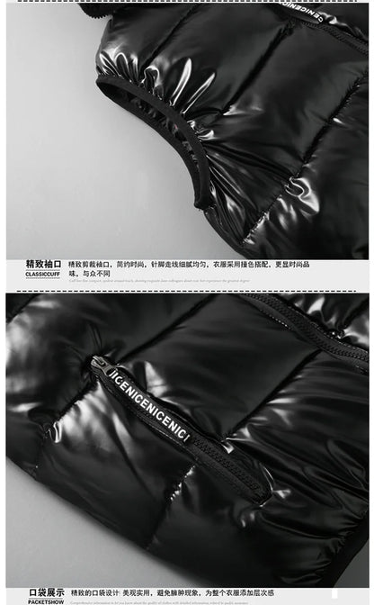 Korean Style 2025 Autumn Winter New Fashion Men's Solid Color Simple Basic Casual Trendy Quilted Vests Male Clothes Coats Tops