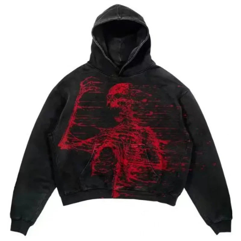 Y2khooded Sweatshirt Harajuku Style Hooded Shirt Hip Hop Vintage Loose Fit Polo Shirt Oversized Hooded