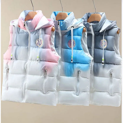 Autumn Winter New Light Thin Standing Collar Down Cotton Vest Women's Slim Fashion Sleeveless Warm Gradient Waistcoat Female