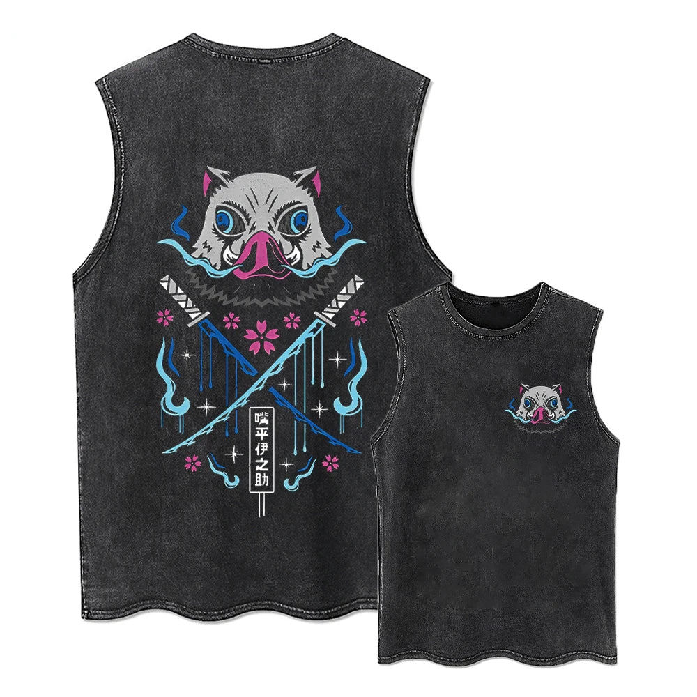 Hip Hop T-Shirt Anime Printed Streetwear Short Sleeve Vintage Japanese Graphic TShirt Men Harajuku Casual Loose Washed Tees