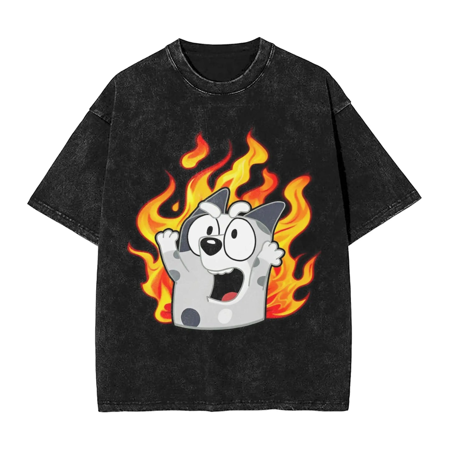 Cute Rock Muffin Graphic T Shirts Hip Hop Fashion Washed T-Shirts Short Sleeve Tee Shirt for Men Women Cotton Summer Clothing