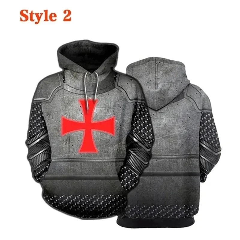 Knight Templar Mens Hoodie Sweatshirt 3d Printed Men Women Casual Hooded Sweatshirts Pullover Hip Hop Harajuku Streetwear Tops