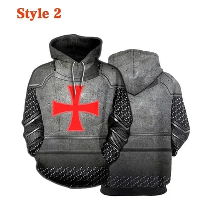 Knight Templar Mens Hoodie Sweatshirt 3d Printed Men Women Casual Hooded Sweatshirts Pullover Hip Hop Harajuku Streetwear Tops
