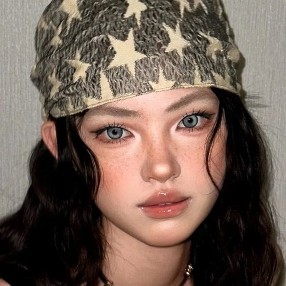 Headwear Wasteland Style Star Hair Scarf Soft Wrap Hip Hop Y2K Hip Scarf Punk Triangular Knitted Tube Top Streetwear