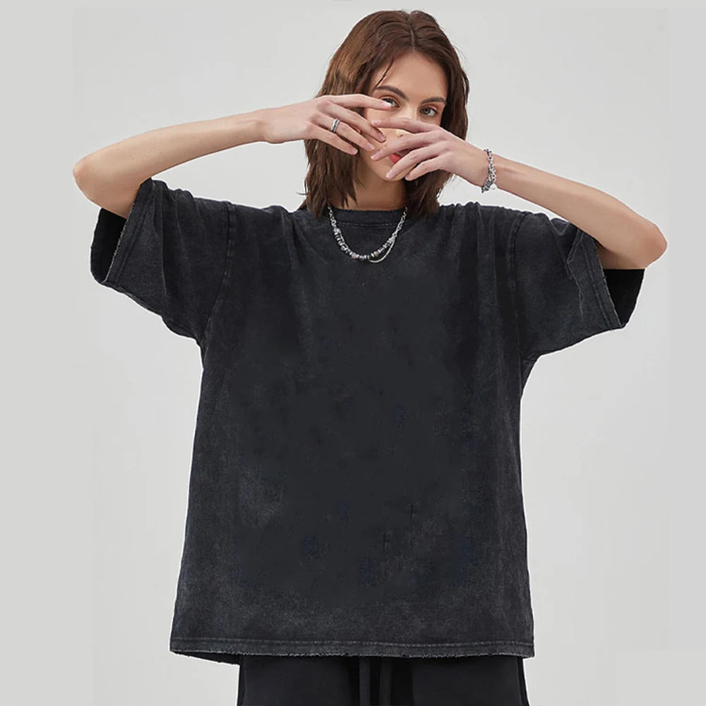 Hip Hop T-Shirt Anime Printed Streetwear Short Sleeve Vintage Japanese Graphic TShirt Men Harajuku Casual Loose Washed Tees