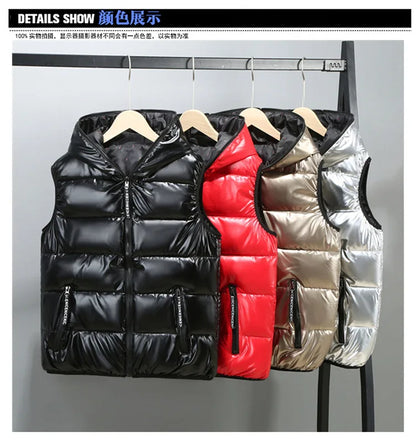 Korean Style 2025 Autumn Winter New Fashion Men's Solid Color Simple Basic Casual Trendy Quilted Vests Male Clothes Coats Tops