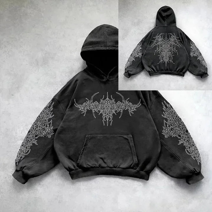 Autumn Winter Dark Streetwear Hoodie for Men Loose Fit Sports Sweatshirt with Kangaroo Pocket Men's and women's Anime Hoodie