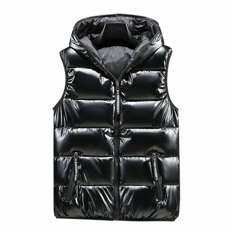 Korean Style 2025 Autumn Winter New Fashion Men's Solid Color Simple Basic Casual Trendy Quilted Vests Male Clothes Coats Tops