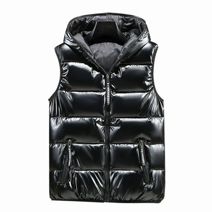 Korean Style 2025 Autumn Winter New Fashion Men's Solid Color Simple Basic Casual Trendy Quilted Vests Male Clothes Coats Tops