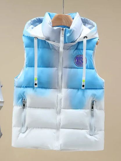 Autumn Winter New Light Thin Standing Collar Down Cotton Vest Women's Slim Fashion Sleeveless Warm Gradient Waistcoat Female